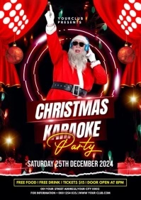 christmas karaoke party video ads flyer A4 template