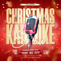 Red Christmas Karaoke Night Квадрат Template