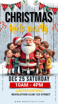 Christmas kids party, meet with santa Instagram Story template