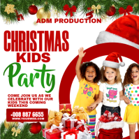 Christmas kids party โพสต์บน Instagram template