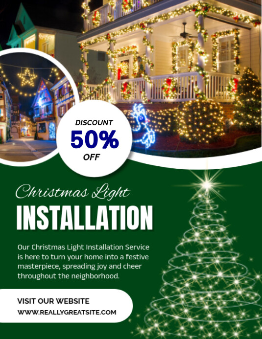 Christmas light installation service Flyer Template PosterMyWall Christmas light installation service Flyer Template PosterMyWall