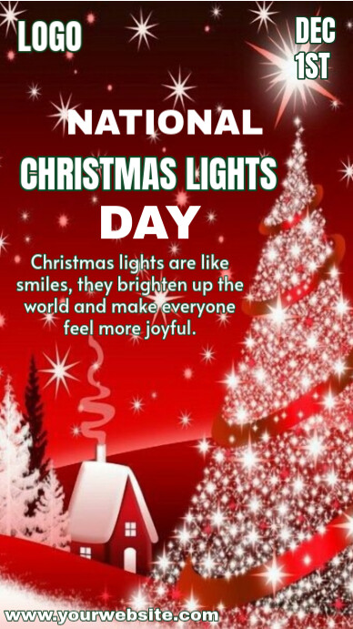 Christmas lights day National Ecrã digital (9:16) template