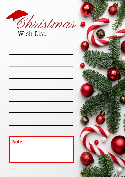 Listnote Day CHRISTMAS LIST NOTE 2022 TEMPLATE | PosterMyWall