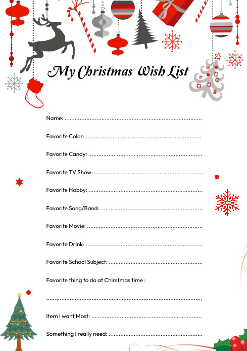 Christmas List Template PosterMyWall
