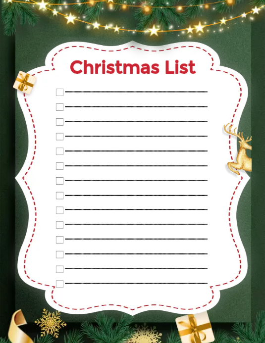 Plantilla de Christmas List Template | PosterMyWall