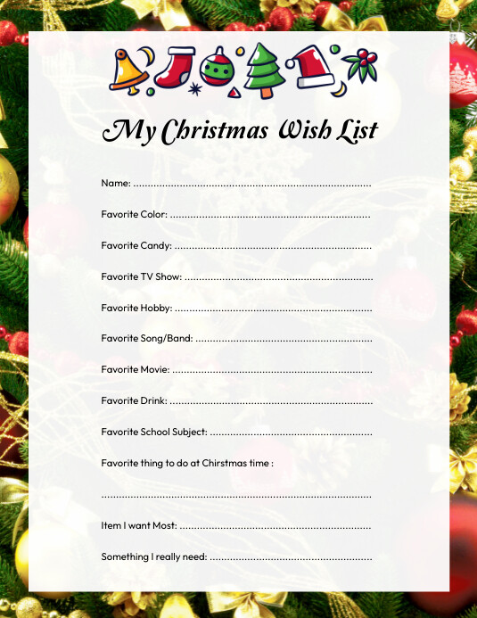 Christmas List Template PosterMyWall