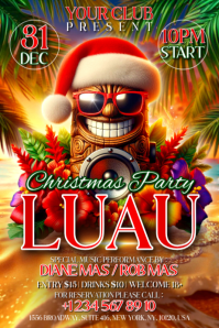 Christmas Luau Hawaiian Banner 4' × 6' template
