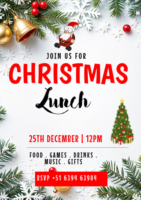 Christmas Lunch Invitation A1 Template | PosterMyWall