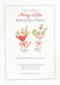 Christmas Mahjong Night Invitation A6 template