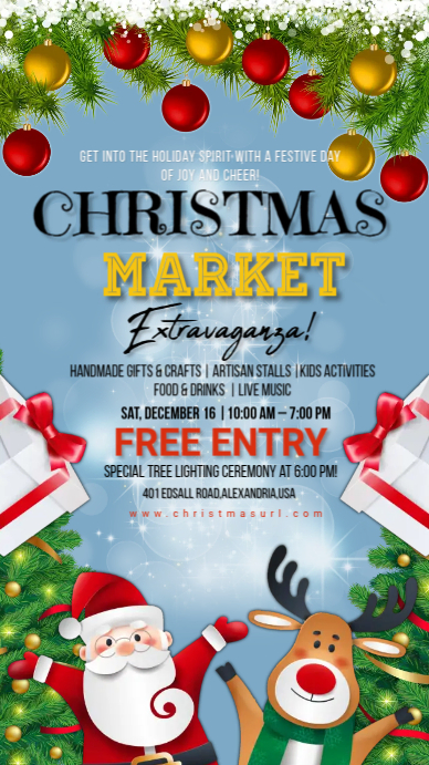 Christmas market,Christmas 2024,party,event Instagram Story template
