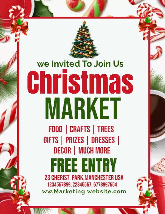Christmas market,Christmas 2024,party,event Flyer (US Letter) template