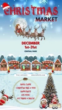 Christmas market poster งานแสดงผลงานแบบดิจิทัล (9:16) template