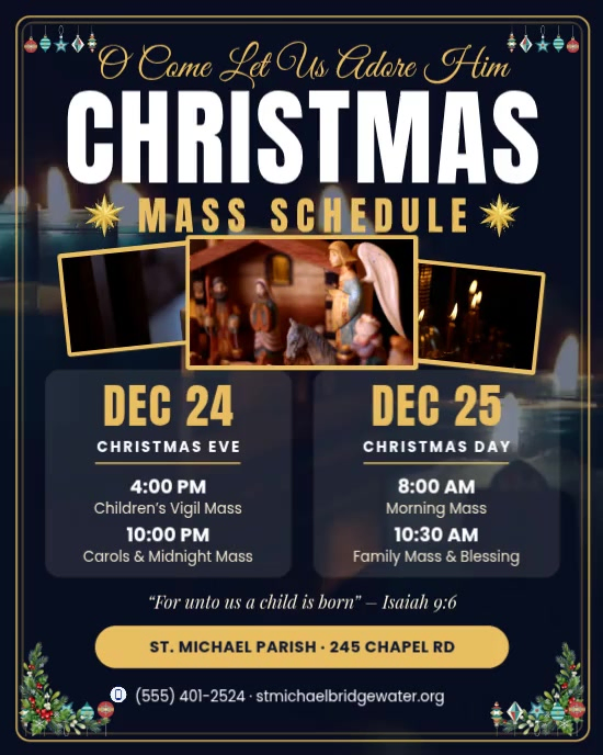 Christmas Mass Schedule Template | PosterMyWall