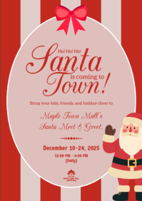 Christmas Meet the Santa Pink Flyer A4 template