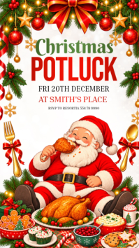 白色 Christmas Dinner and Party Instagram-verhaal Template