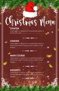Christmas menu, Christmas dinner, Demi-page de format Wide template