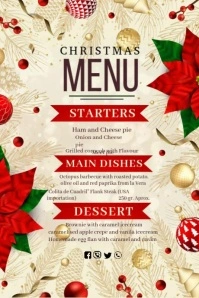 Christmas menu, Christmas dinner Póster template