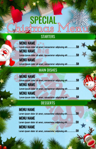 Christmas Menu, Christmas lunch/dinner Media Página Ancho template