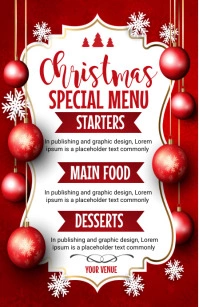 Christmas menu, Menu, Food flyer Meia página larga template