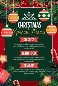 christmas menu, menu, new year menu Poster template