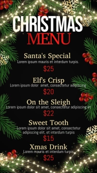 christmas menu, menu, new year menu 数字显示屏 (9:16) template
