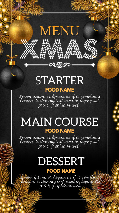 christmas menu, menu, new year menu Цифровой дисплей (9 : 16) template