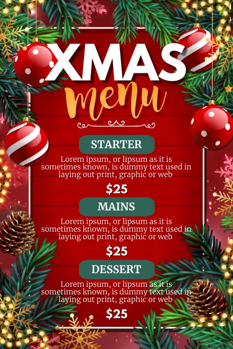 christmas menu, menu, new year menu Плакат template