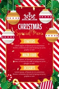 christmas menu, menu, new year menu Poster template