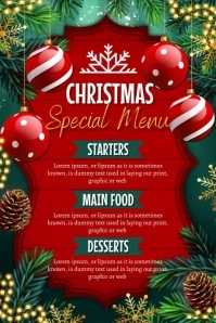 christmas menu, menu, new year menu Poster template