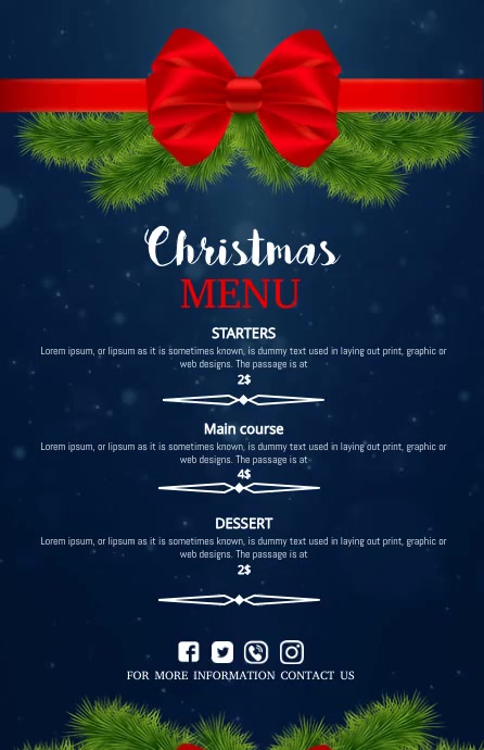christmas menu,christmas Szeroki pół strony template