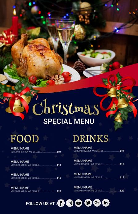 Christmas menu,christmas Tabloid template