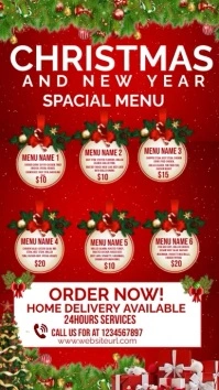 Christmas menu,event,sale,menu Instagram Story template