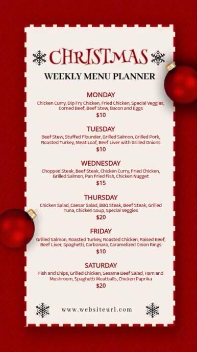 Christmas menu,event,sale,menu Instagram Story template