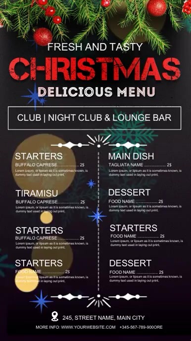 Christmas Menu Card Instagram Story template