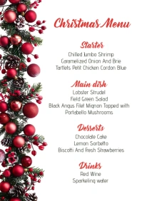 Christmas menu card for Party A5 template