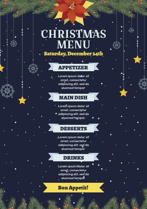 Christmas Menu Design A4 template