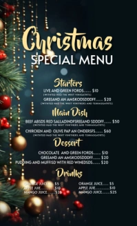 Christmas menu US Legal template