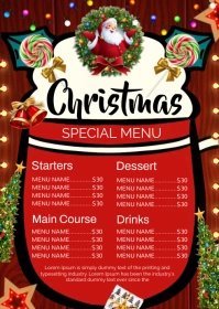 Christmas menu A6 template