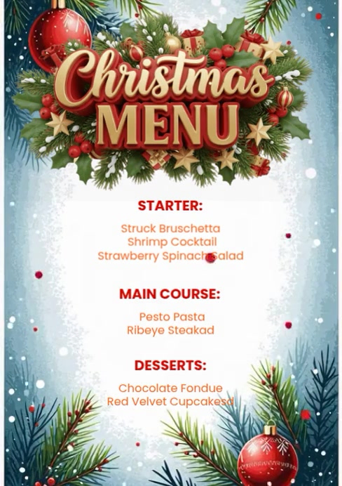 Christmas Menu Design A4 template