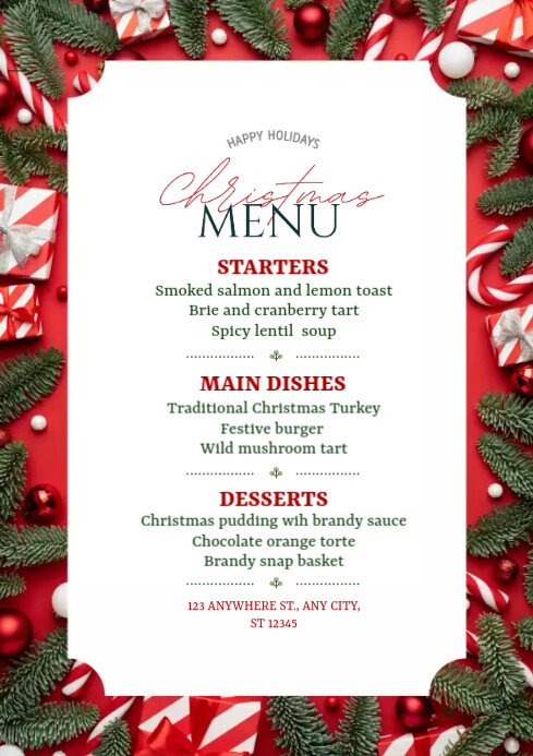 Christmas Menu A4 template