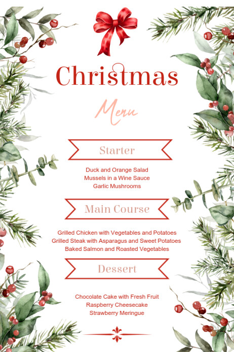christmas menu Poster template