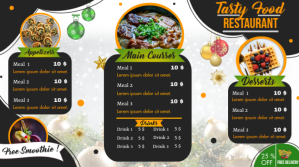 Christmas Menu Ekran reklamowy (16:9) template