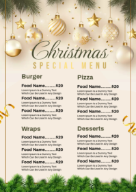 Christmas menu A6 template