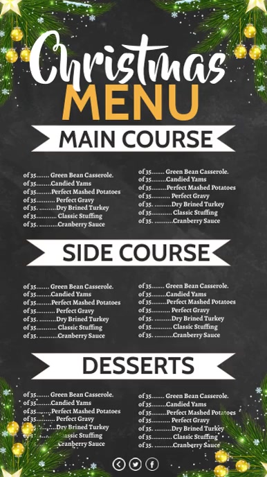 Christmas menu เรื่องราวบน Instagram template