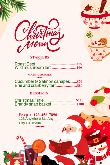 christmas menu Poster template