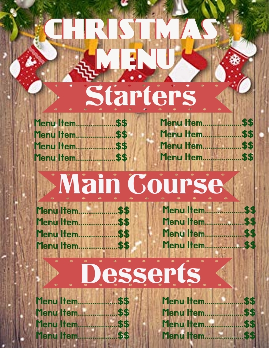 Christmas Menu Volantino (US Letter) template
