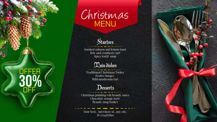 Christmas Menu Сообщение Twitter template