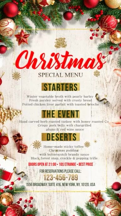 Christmas Menu Ecrã digital (9:16) template