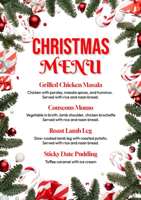 Christmas Menu A4 template