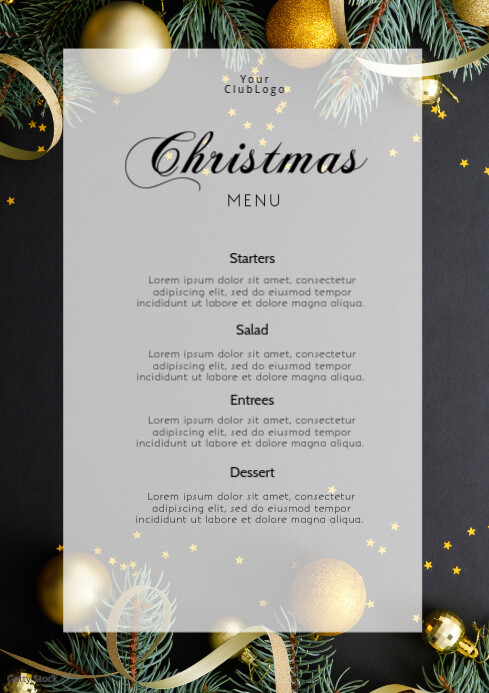 Christmas Menu Dinner Template Dishes Flyer A4